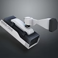 White And Black Laserflash Device Featuring Rotating Arm And Measurement Tool 3d model