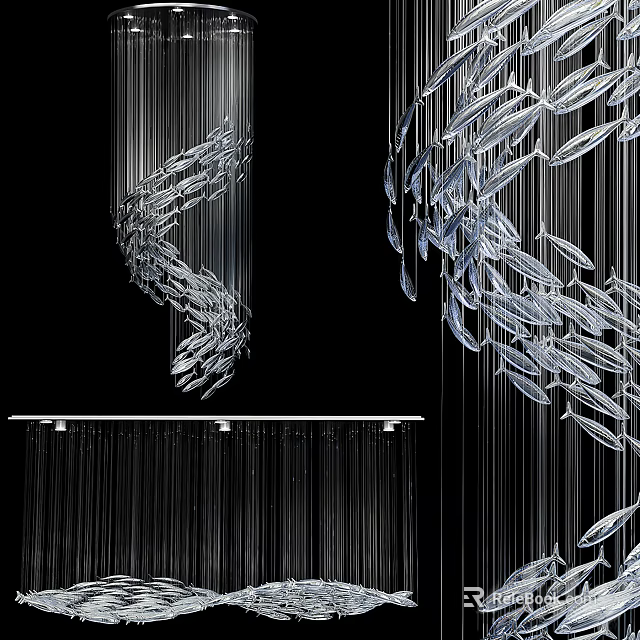 Stunning Modern Crystal Chandelier Design With Hanging Crystal Drops And Metal Frame 3d model 