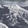 Majestic Mountain Landscape With Rocky Peaks And Snow Under Cloudy Sky