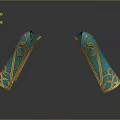 Turquoise Decorative Objects With Intricate Gold Patterns And Symmetrical Design