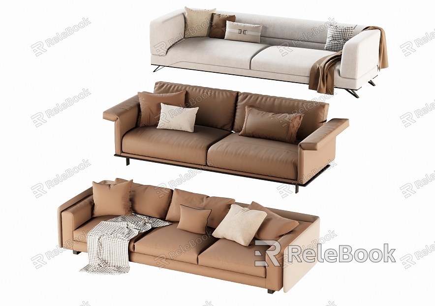 Double sofa multi-person sofa model