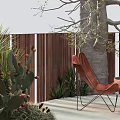 Modern Garden Landscape Design With Circular Platforms Fire Pit Seating And Cacti