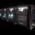 Futuristic Elevator Corridor Design With Metallic Walls Control Panels And Grated Floor Lighting