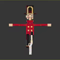 Traditional Nutcracker Figure Standing Pose With Red Coat Black Hat And Wooden Body
