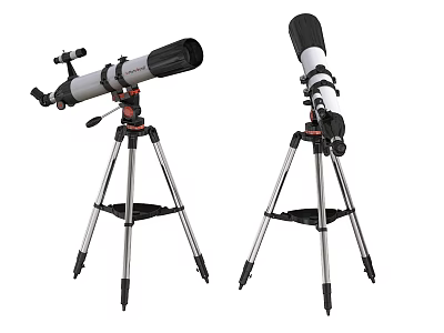 Two Adjustable Astronomical Telescopes with Tripods for Stargazing Outdoor Use and Sky Watching 3d model