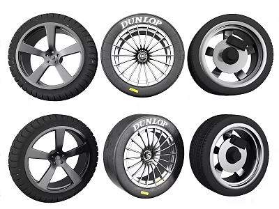 Car Tires with Various Alloy Wheel Designs and Different Rim Styles 3d model Car Tires with Various Alloy Wheel Designs and Different Rim Styles 3d model