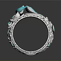 Elegant Silver Ring Featuring Blue Gemstones Intricate Carvings And Decorative Elements
