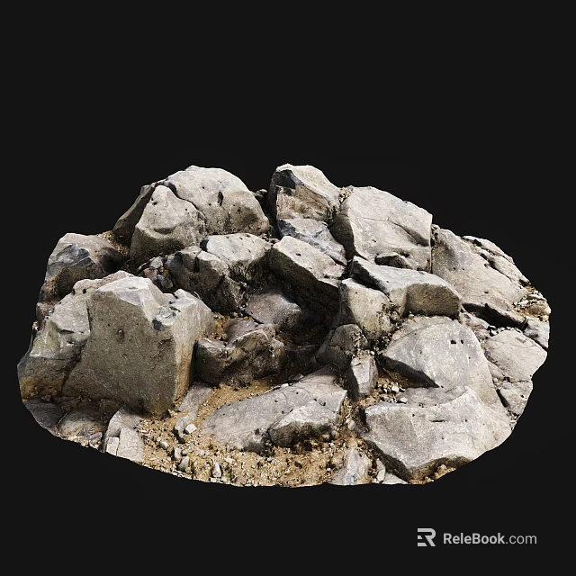 Rocky Terrain With Irregular Cracks And Sandy Soil Natural Surface Texture 3d model 