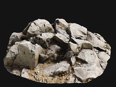 Rocky Terrain With Irregular Cracks And Sandy Soil Natural Surface Texture 3d model