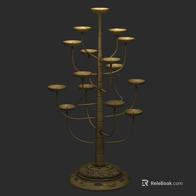 Multi Tiered Metal Candelabra With Multiple Candle Plates And Decorative Base 3d model