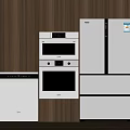 Modern Kitchen Interior With Wooden Walls And White Built In Appliances