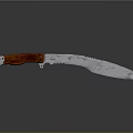 Tactical Knife With Red Wooden Handle Silver Metal Decoration Patterned Blade And Serrated Edge
