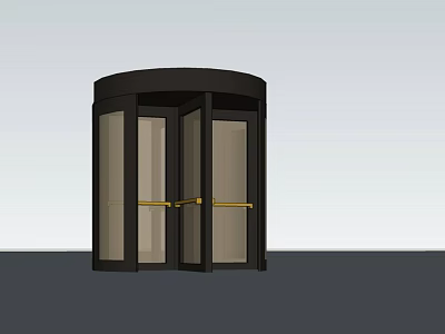 Contemporary Black Revolving Door With Glass Panels And Gold Handles 3d model