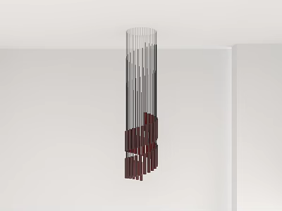 Modern Pendant Chandelier With Vertical Hanging Elements In Minimalist Interior Design 3d model