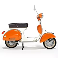 Classic Vespa Scooter With Orange White Body And Black Seat