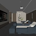 SPA Sauna Interior With Comfortable Lounge Seats And Relaxation Lighting Design