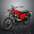 Red Classic Motorcycle With Black Seat Headlight And Spoked Wheels Design