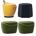 Colorful Velvet Stools in Yellow Navy Blue Green Round Modern Design