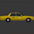 Yellow Vintage Taxi Sedan With Roof Sign And Shiny Reflective Surface