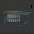 Sturdy Green Metal Workbench With Corrugated Top And Multiple Shelves