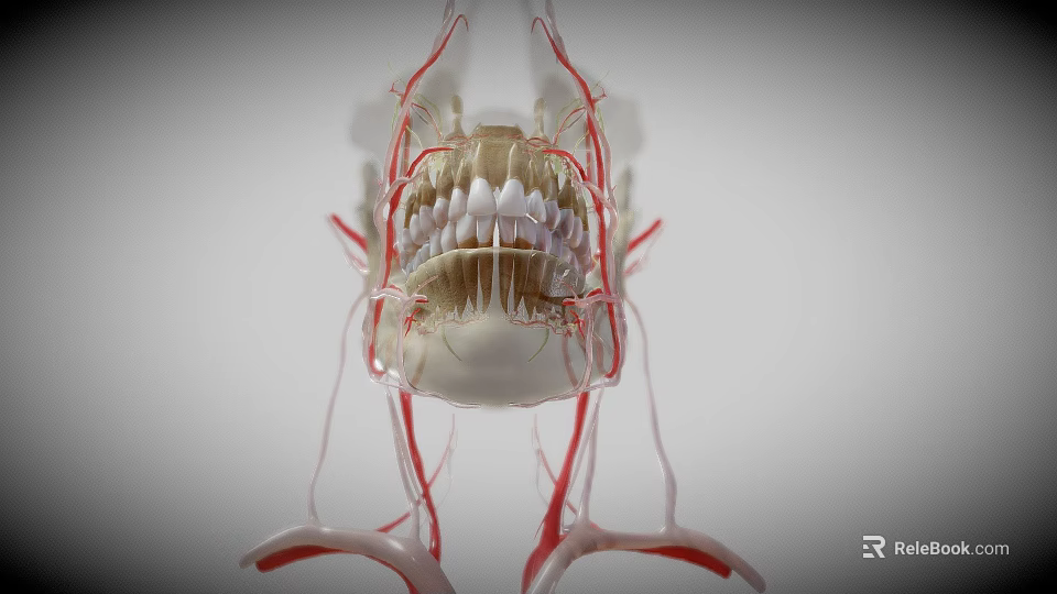 Human Head Organ Anatomical Structure Showing Teeth Gums And Vascular Details 3d model 