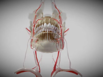 Human Head Organ Anatomical Structure Showing Teeth Gums And Vascular Details 3d model