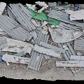 Pile of Scrap Metal Featuring Corrugated Iron Sheets Broken Panels And Wooden Pieces