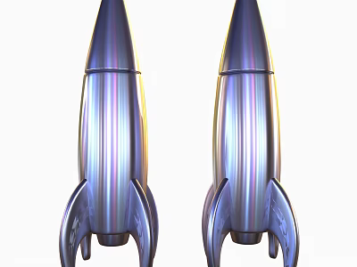 Two Metallic Shiny Rocket Weapons With Streamlined Design And Glossy Surface 3d model