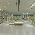Modern Clothing Store Interior With Mannequins Display Racks And Window Advertisement
