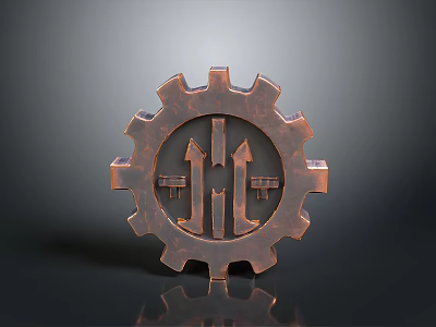 Industrial Style Gear Shaped Copper Lighting Fixture Set For Decorative Home Use 3d model