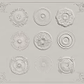 Ornate Artistic Carved Circular Ceiling Decorative Rosette Designs With White Finish