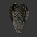 Futuristic Cosmic Spaceship With Intricate Textures And Golden Lines For Aerospace Missions