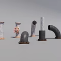 Industrial Equipment Displaying Different Metal Pipe Fittings Elbows and Valves for Pipeline Systems