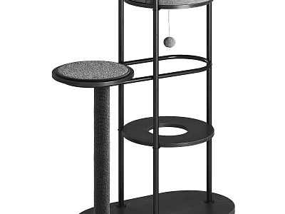 Sturdy Multi Level Cat Tree With Scratching Post And Hanging Toy For Pets 3d model