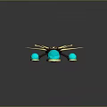 Turquoise Winged Wasp With Black And Yellow Stripes On Shiny Gemstone Background