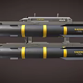 Military Weapon System With R2 Marked Missiles Black Yellow Stripes And Launcher Unit