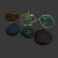 Wood Stone Material Rocks In Different Colors With Rough Textures And Small Branch Accents