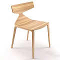 Modern Minimalist Wooden Single Chair With Sleek Curved Design And Natural Wood Grain