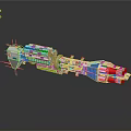 Futuristic Space Station Model With Multi Module Structure White Body And Red Sections