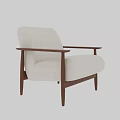 Modern Light Gray Upholstered Accent Chair With Dark Wooden Armrests And Sleek Legs