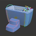 Blue Home Bathtub With Step And Control Panel For Household Use