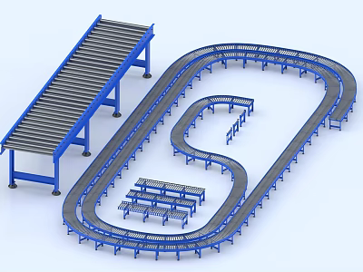 Industrial Factory Plant With Modern Conveyor Belt System Structure Layout Design 3d model