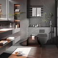 Luxury Modern Bathroom Design With Glass Shower Enclosure Marble Walls Vanity And Green Plants