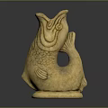 Elegant Golden Fish Shaped Decorative Furniture Figurine With Smooth Surface And Sturdy Base