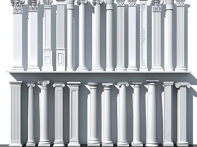 Ornate Roman Columns Collection Showcasing Different Classical Architectural Styles And Details 3d model