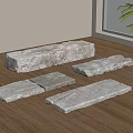 Natural Stone Slabs Arranged On Wooden Floor With Window And Green Plant