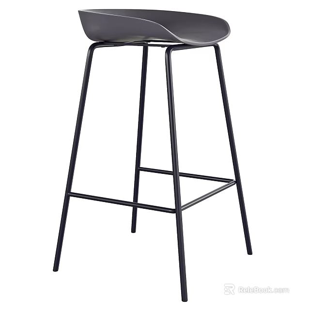 Modern Sleek Bar Stool Featuring Black Metal Frame And Minimalist Design 3d model