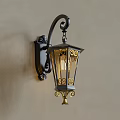 Ornate Vintage Style Wall Lamp With Metal Bracket And Glass Shade