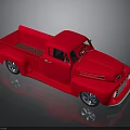 Red Vintage Pickup Truck With Sleek Exterior And Polished Chrome Wheels