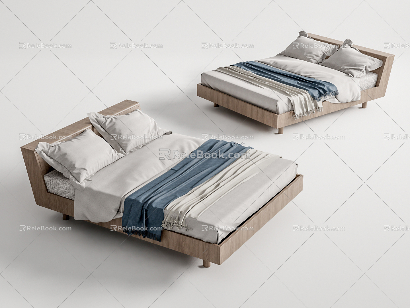 Nordic Double Bed Log Double Bed 3d model